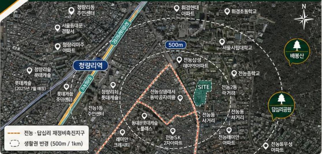 사업지 중심 생활권 지도
